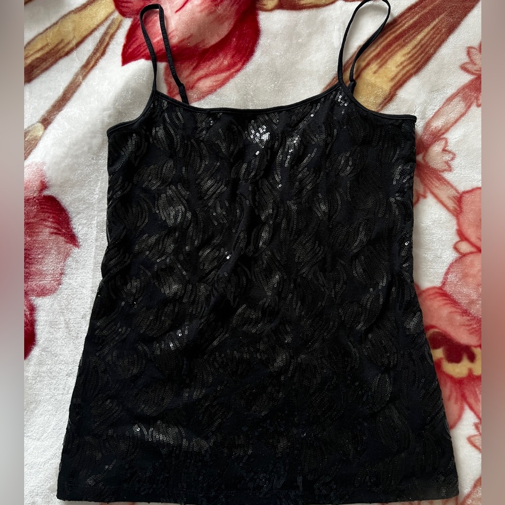 Y2K Black Sequin Cami Top